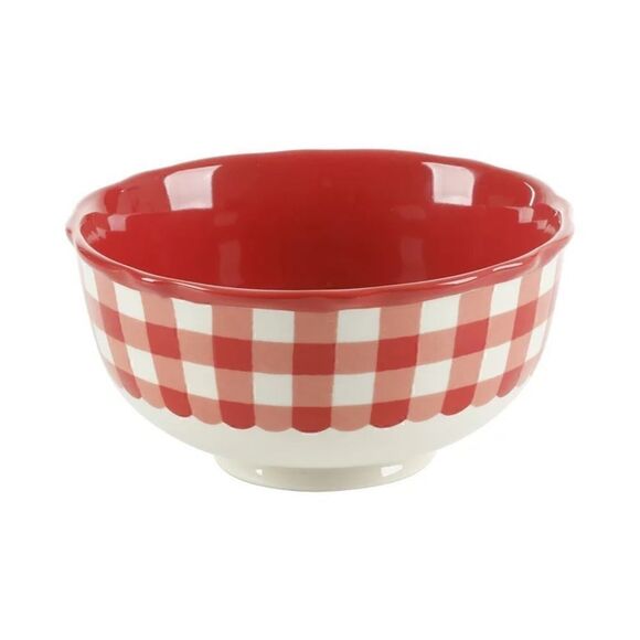 🦋 New Pioneer Woman Red Gingham Cereal Bowl, Qty 4 - Picture 4 of 6